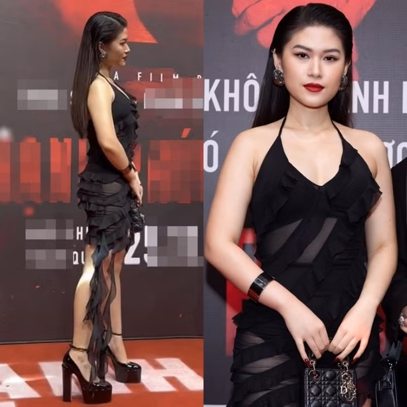 Trên trang cá nhân, rich kid Ngọc Thanh Tâm cũng đăng tải khoảnh khắc mặc trang phục tương tự. Thế nhưng, ở lần lên sóng này, cô gây ấn tượng với phong cách tạo dáng chất cùng làn da mịn màng khi ảnh được chụp đủ sáng.