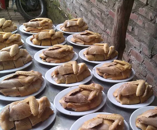 Hình ảnh vài chục đĩa gà chặt đều như nhau và sắp xếp khá đẹp mắt. Dân mạng đua nhau vào bình luận, không ngớt lời ca ngợi chủ nhân khéo léo này. Ảnh: Tổng hợp