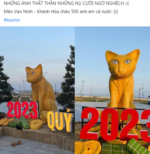 Mới đây nhất, linh vật mèo của Vạn Ninh - Khánh Hòa sau khi trình làng đã thu hút sự chú ý của cư dân mạng. Ảnh: Chụp màn hình