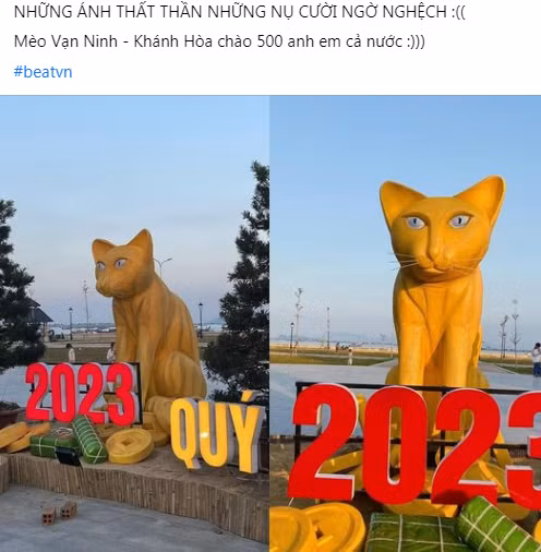 Mới đây nhất, linh vật mèo của Vạn Ninh - Khánh Hòa sau khi trình làng đã thu hút sự chú ý của cư dân mạng. Ảnh: Chụp màn hình