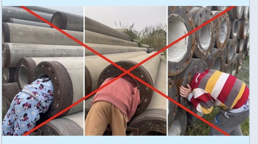 TikToker này cùng 3 em nhỏ từ 4 - 9 tuổi có mặt tại một công trường xây dựng xếp rất nhiều trụ bê tông có đường kính 25cm. Người này hỏi rõ cân nặng của mỗi bé và lần lượt cho các bé chui vào để thử nghiệm xem các bé có thể chui lọt vào hay không.