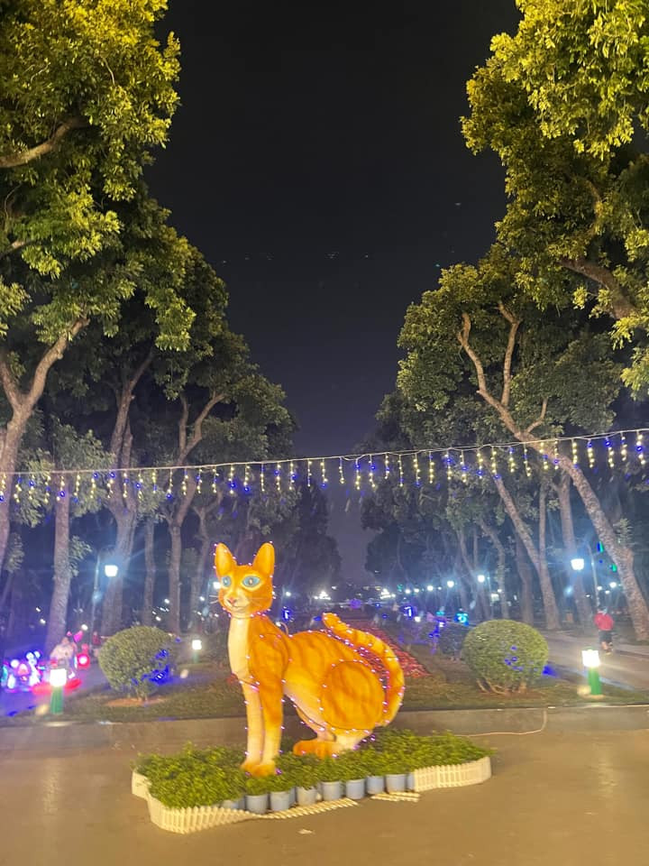 Ngoài ra toàn thân của linh vật năm 2023 này được trang trí thêm hệ thống đèn led giúp phát sáng vào ban đêm. Ảnh: Nguyen Tung Lam