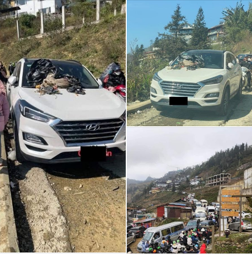 Từ hình ảnh cho thấy một ô tô màu trắng được đỗ gọn gàng bên lề đường, tuy nhiên vì con đường hẹp và đông đúc nên việc đỗ xe giữa đường như vậy gây ùn tắc, khiến nhiều người bức xúc. Ảnh: Chụp màn hình