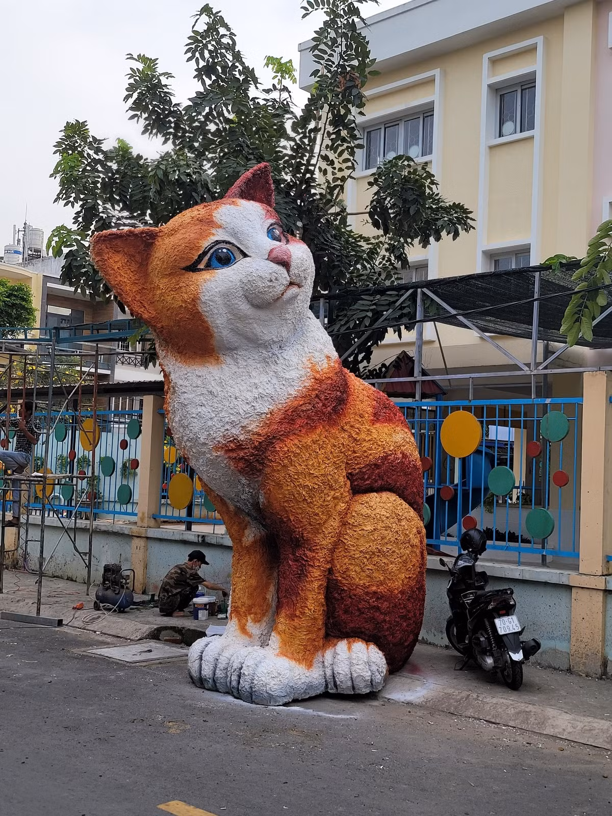 Biểu cảm của tượng mèo Nguyễn Huệ được cư dân mạng đánh giá ca, khác hẳn với những bức tượng ở địa phương khác.