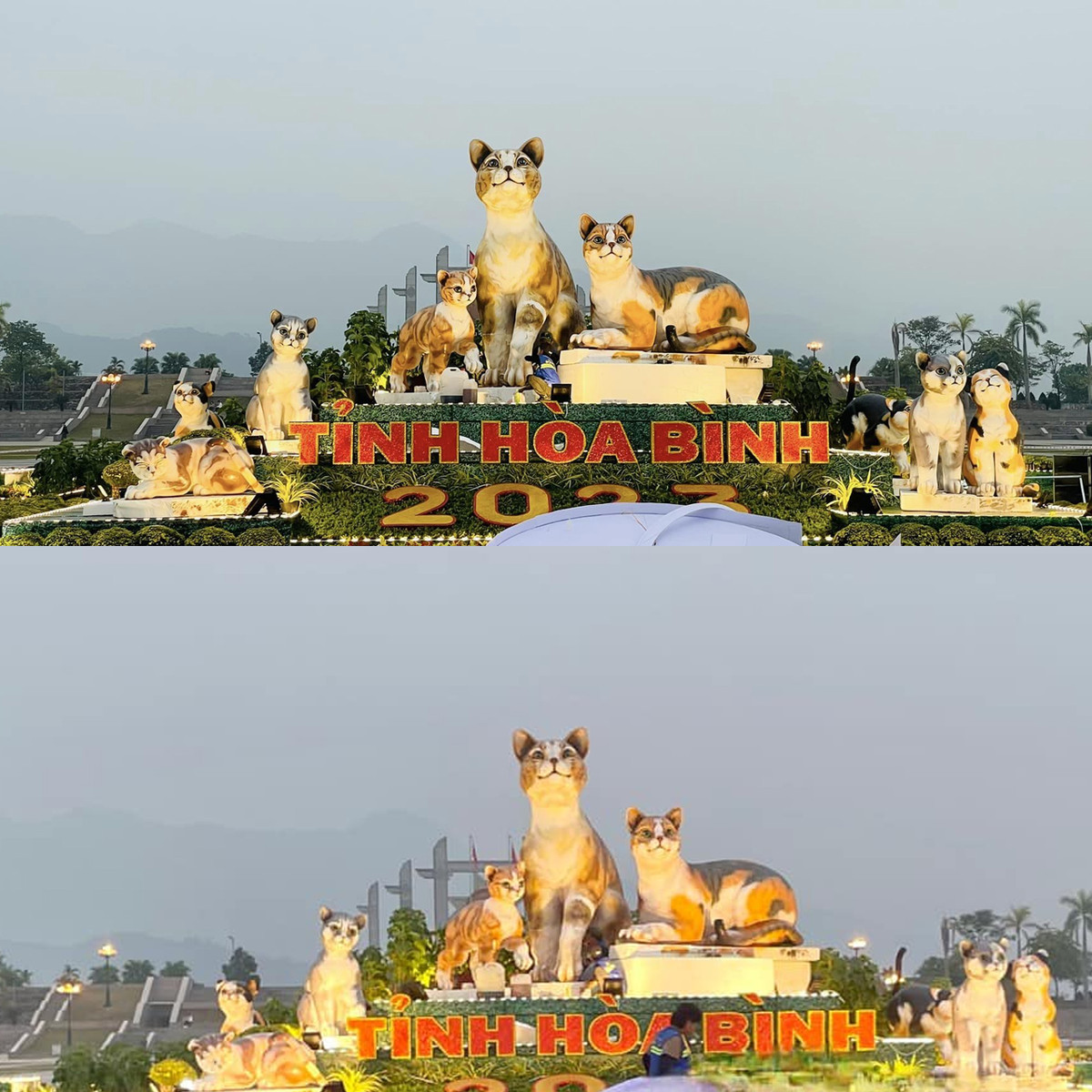 Không riêng gì tượng linh vật Quý Mão ở Quảng Trị, tại Hoà Bình cũng trình làng linh vật có diện mạo đẹp chẳng kém.