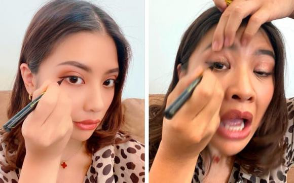 Tưởng chừng là người chuyên nghiệp khi make up, thế nhưng cô gái này lại để lộ sự thật phũ phàng phía sau nó.
