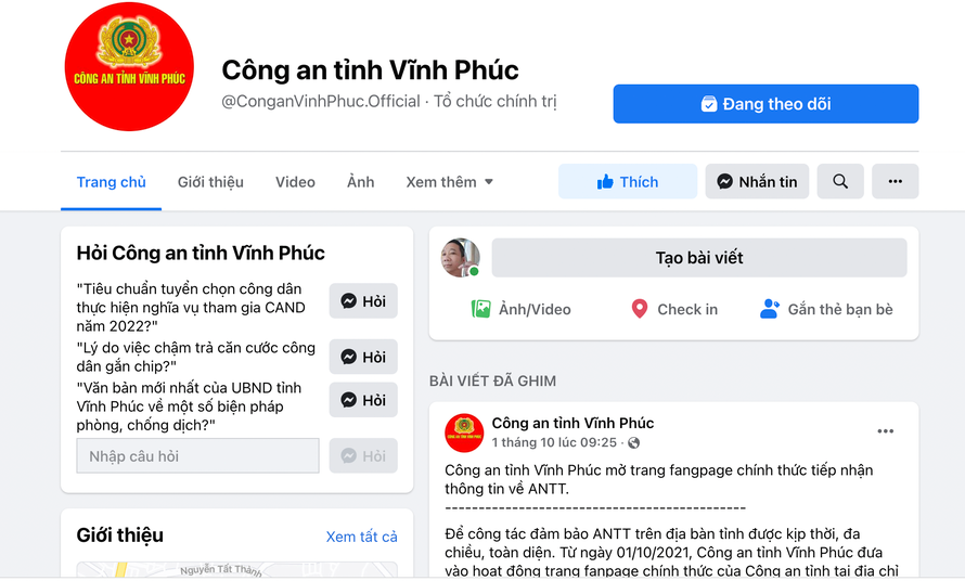 Xac dinh danh tinh ke tan cong Fanpage Cong an tinh Vinh Phuc