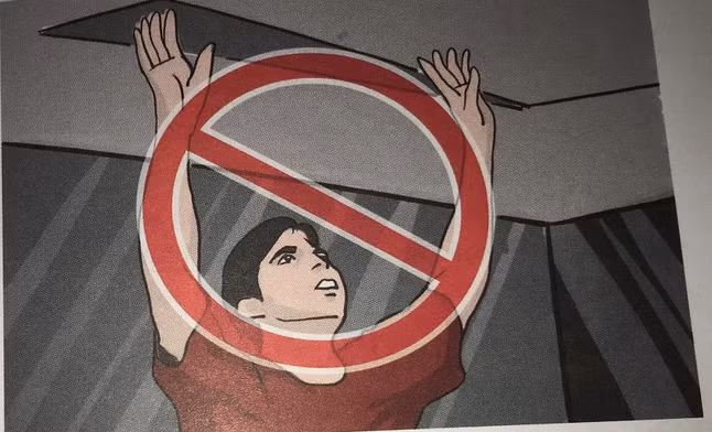 Không thoát nạn qua cửa nóc thang máy: Trong thời gian chờ đợi sự trợ giúp từ bên ngoài, mọi người không nên tìm cách mở cửa trên nóc thang và thoát nạn qua đó (Hình 29). Vì rất dễ bị trượt, ngã dẫn đến những chấn thương hoặc bị rơi xuống giếng thang gây nguy hiểm đến tính mạng.