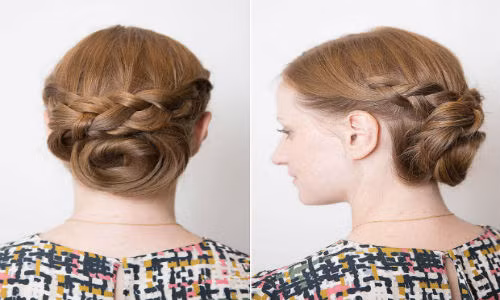 Cuối cùng, cuốn 2 lọn tóc lại quanh búi thứ nhất và dùng cặp tăm ghim lại.