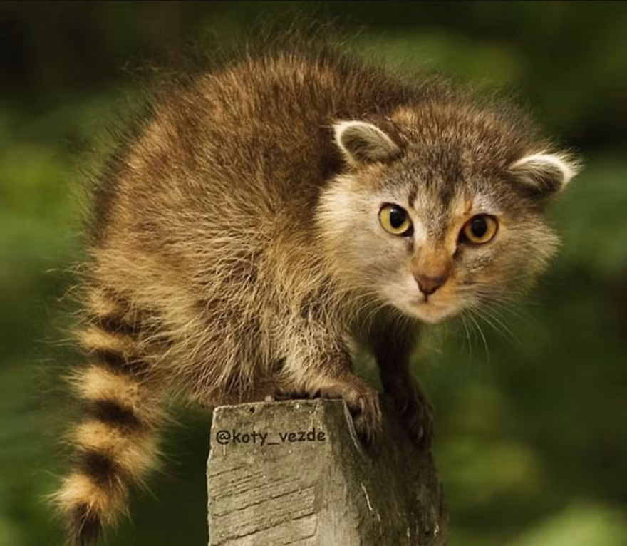 Gấu trúc trông có vẻ kỳ quặc và bí ẩn khi mang khuôn mặt của mèo.