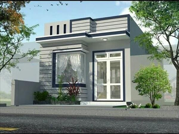 Nhà cấp 4 mái bằng gây ấn tượng bởi các đường sơn màu đậm làm điểm nhấn. Mẫu nhà này phù hợp với những nơi có diện tích hẹp. Ảnh: Wedo.