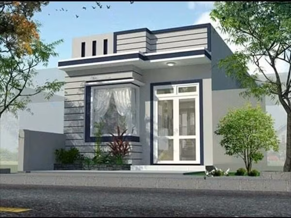 Nhà cấp 4 mái bằng gây ấn tượng bởi các đường sơn màu đậm làm điểm nhấn. Mẫu nhà này phù hợp với những nơi có diện tích hẹp. Ảnh: Wedo.