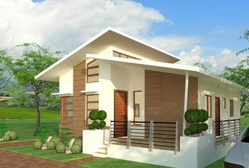 Nhà cấp 4 nổi bật với thiết kế mái lệch độc đáo. Ảnh: Khám phá.