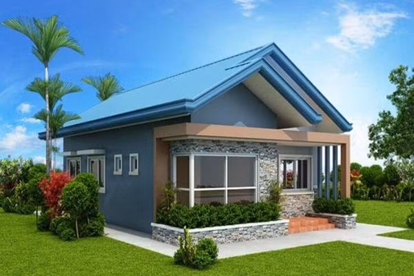 Nhà cấp 4 kết hợp sân vườn phù hợp tại các vùng nông thôn có diện tích rộng. Ảnh: Khám phá.