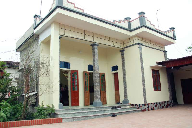 Tại quê nhà Hưng Hà (Thái Bình), bố mẹ Đoàn Văn Hậu sống trong nhà 1 tầng khang trang vừa mới được tu sửa lại. Ảnh: Zing.