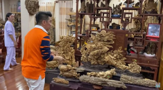 Gỗ trầm hương được chế tác thành nhiều loại tượng khác nhau như tượng Phật, tượng Quan Âm, tượng linh thú, tượng thần tài, non bộ, nhà cửa, cây cối...