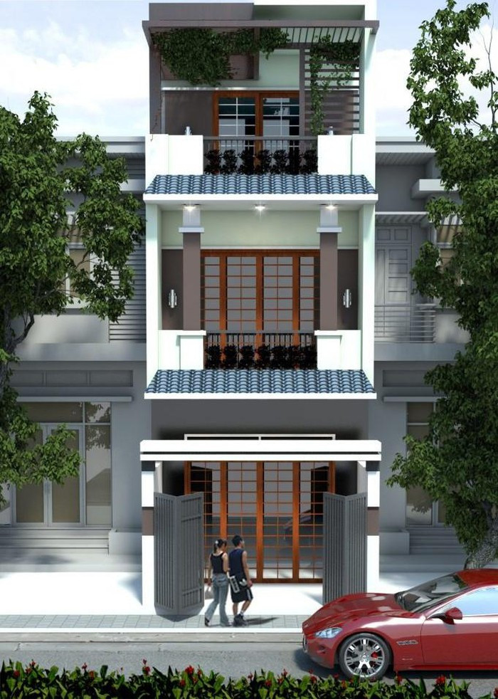 Nhà phố mang hơi hướng kiến trúc Nhật đơn giản, tiện dụng và thân thiện với môi trường. Ảnh: Songphatconstruction