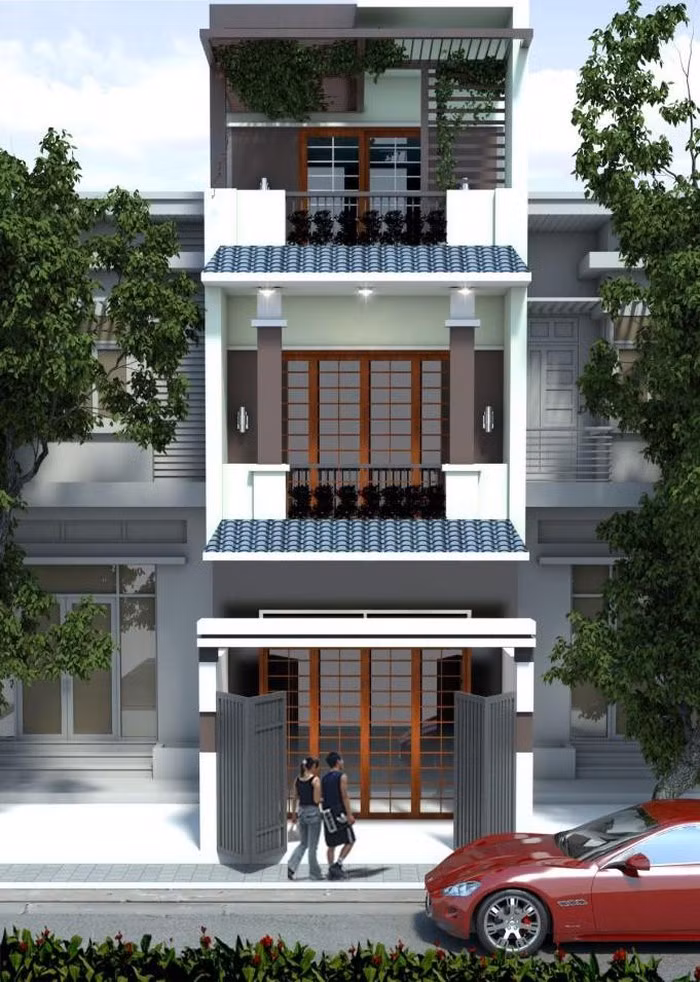 Nhà phố mang hơi hướng kiến trúc Nhật đơn giản, tiện dụng và thân thiện với môi trường. Ảnh: Songphatconstruction