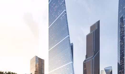 Tòa nhà có kết cấu hình thang với độ rộng 30 m, lát cắt nghiêng về một phía và đối diện với sông Moskva, Nga. Ảnh: CNN.