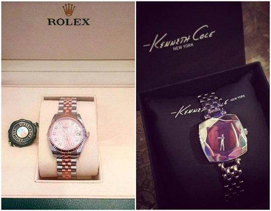 Nữ ca sĩ còn đam mê trang sức hàng hiệu. Trong ảnh là 2 chiếc đồng hồ hàng hiệu có tổng giá trị hơn 2 tỷ đồng. Ảnh: Người đưa tin.