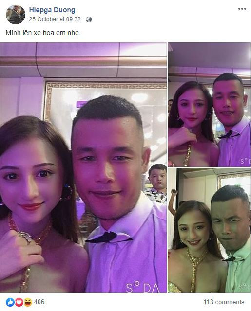 Mới đây, Hiệp Gà được cho là chuẩn bị cưới vợ lần thứ 4 khi đăng ảnh cùng một cô gái trẻ và úp mở chuyện lên xe hoa. Tuy nhiên, chia sẻ với PV báo Người Đưa Tin, diễn viên Hiệp Gà cho hay: "Không, tôi có kết hôn đâu. Tôi chỉ "làm màu" thế thôi. Đó là một người bạn của tôi, gặp nhau thì chụp ảnh". Ảnh: Người đưa tin.