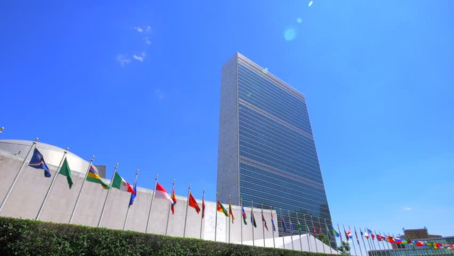 Tòa nhà trụ sở Liên Hợp Quốc nằm tại Manhattan, thành phố New York (Mỹ) được hoàn thiện vào năm 1952. Công trình này cao 154 m với 39 tầng. Ảnh: Shutterstock.