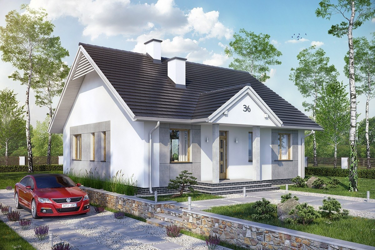 Nhà vườn cấp 4 mang đậm dấu ấn phương tây hiện đại từ hình khối kiến trúc cho đến mái, màu sắc trang trí...Ảnh: Wedo.