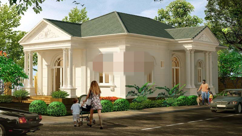 Mang phong cách cổ điển châu Âu, ngôi nhà nổi bật với ngoại thất trắng sáng tinh khôi. Ảnh: Angcovat.