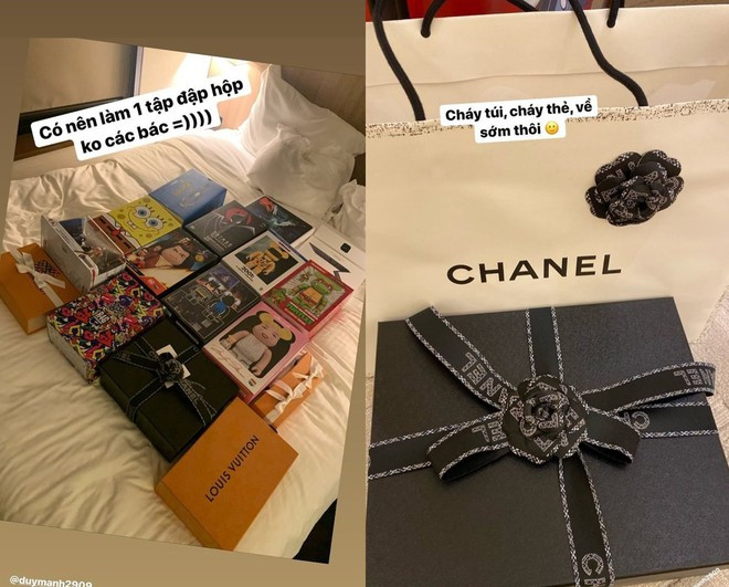 Qua những hình ảnh đăng lên story trang cá nhân, có thể thấy các món đồ Quỳnh Anh mua đều thuộc những thương hiệu cao cấp như Channel, Louis Vuitton, Bearbrick...Ảnh: Zing.