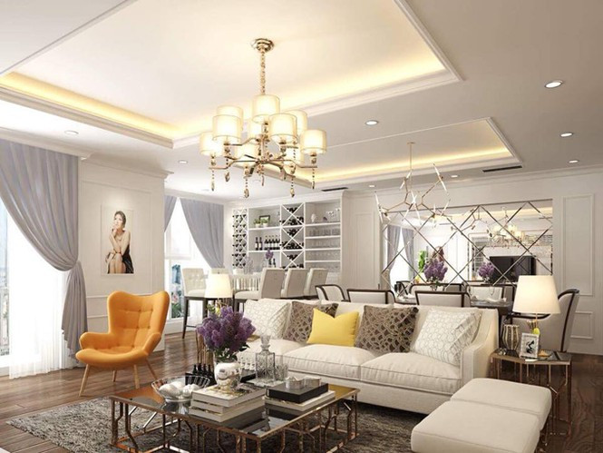 Căn hộ cao cấp mang tông màu chủ đạo là trắng và xám nhạt. Ảnh: Tiền phong.