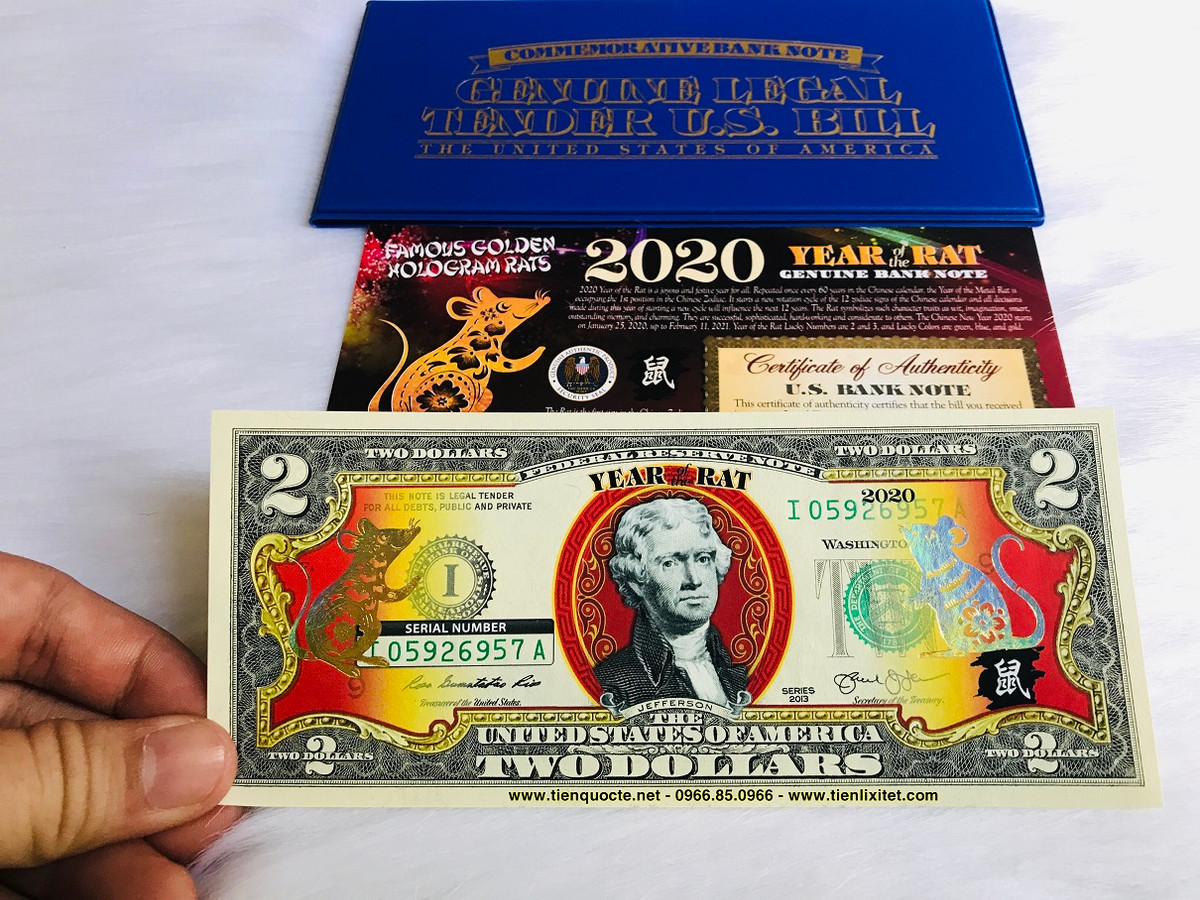 Tờ tiền này được Bộ Tài chính Mỹ in ấn và cho phát hành với mục đích phục vụ nhu cầu lì xì Tết âm lịch 2020 của người dân châu Á và không có giá trị lưu thông.