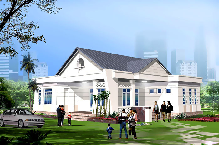 Nhà mái thái 1 tầng gần gũi với thiên tạo ra bầu không khí trong lành phù hợp cho việc thư giãn nghỉ ngơi. Ảnh: Kientrucroman.