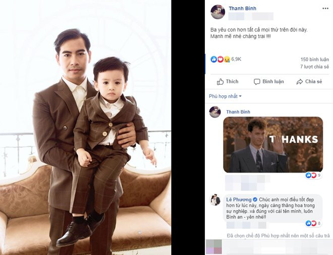 Mới đây, trên mạng xã hội rộ lên tin đồn Ngọc Lan - Thanh Bình đã ly hôn. Tuy nhiên, trên trang cá nhân, nam diễn viên Thanh Bình không chia sẻ nhiều mà chỉ đăng tải lời động viên con trai Louis. Ảnh: Giadinhnet.