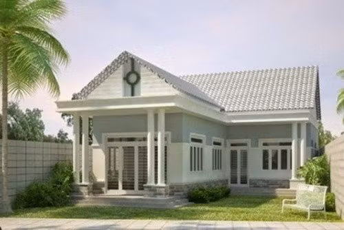 Mẫu nhà mái thái diện tích 60m2, có tổng kinh phí đầu tư 560 triệu đồng. Ảnh: Wedo.