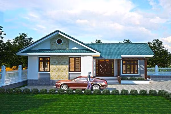 Kiểu nhà hình chữ L giúp toàn bộ công trình trở nên thông thoáng. Ảnh: Angcovat.