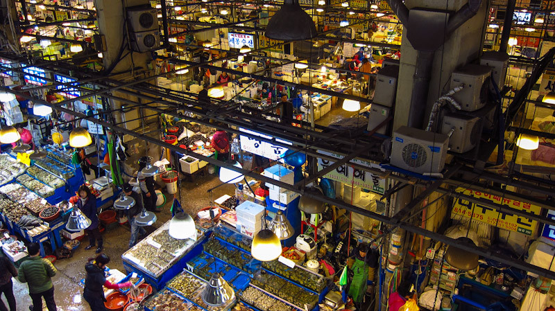 Noryangjin là một trong những ngôi chợ lâu đời ở xứ sở kim chi, thành lập từ năm 1927. Ảnh: The Seoul Guide.