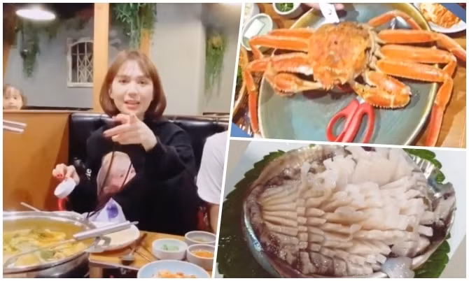 Ben trong khu cho hai san lon nhat Seoul, cao 8 tang Ngoc Trinh vua ghe tham