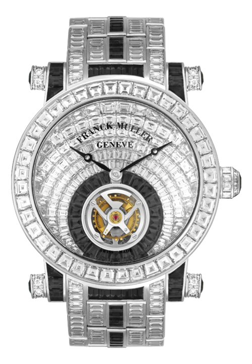 Riêng phần mặt đồng hồ đã được nạm tới 122 viên kim cương baguette cùng 21 viên kim cương baguette khác bao quanh miệng tourbillon