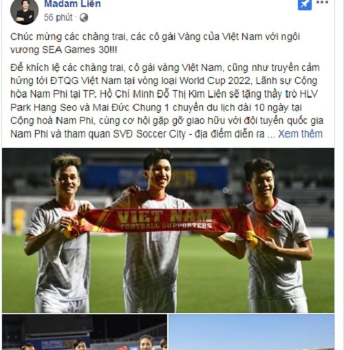 Shark Lien moi 2 tuyen bong da Viet Nam vo dich SEA Games du lich Nam Phi