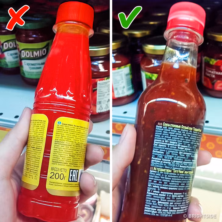 Có thể bạn cho rằng thực phẩm có màu tươi sáng thì chất lượng sẽ tốt hơn sản phẩm cùng loại mà tối màu. Tuy nhiên, điều này không hoàn toàn đúng. Ví dụ trái cây và rau quả được trồng trên mặt đất thường có màu xỉn, đốm và các khiếm khuyết khác dù chúng tươi ngon. Còn trái cây được trồng trong nhà kính rất đẹp và hấp dẫn, nhưng chúng có thể chứa hóa chất.