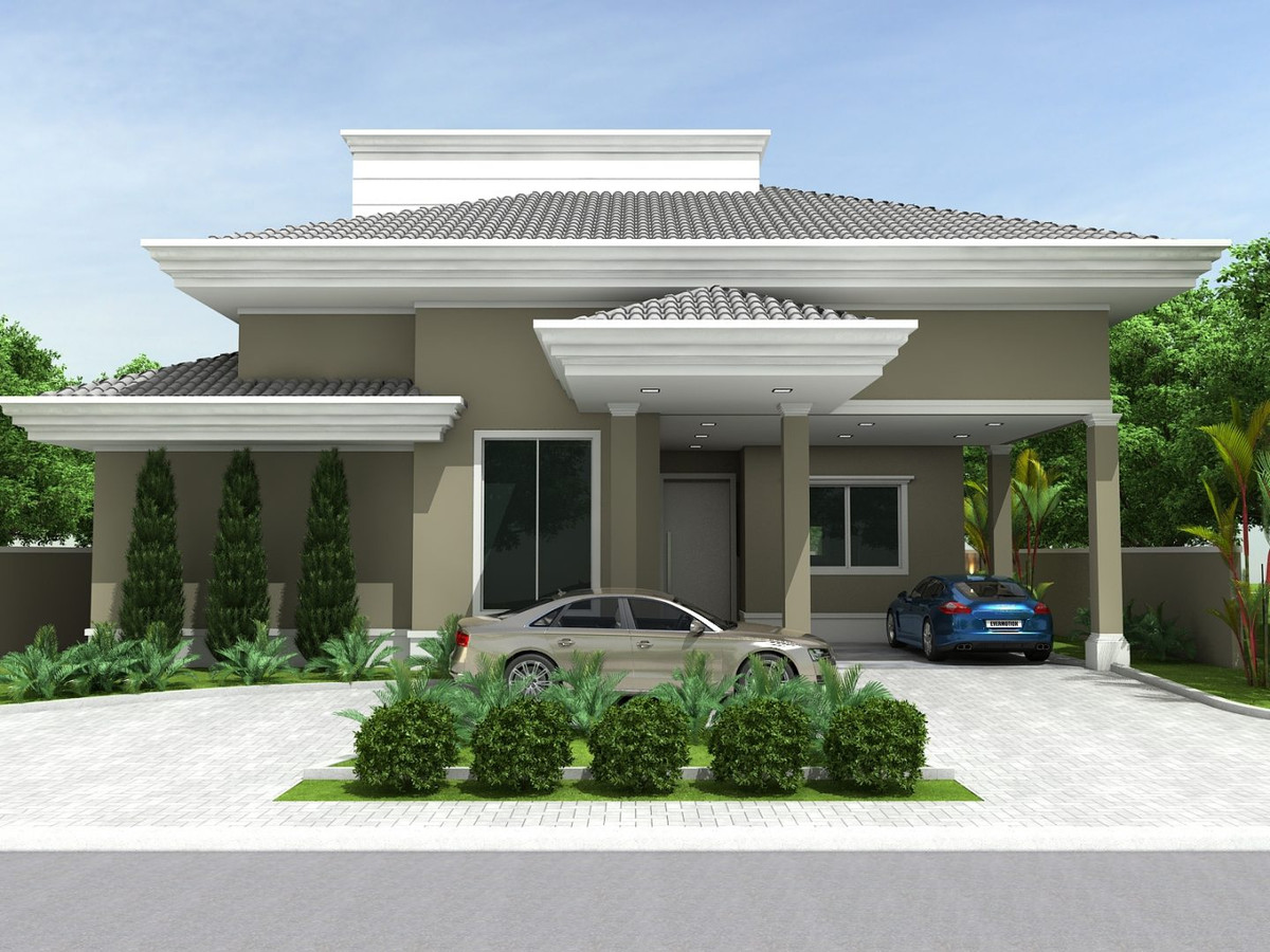 Màu sắc trung tính cộng với kiến trúc mái thái thiết kế giật cấp phô diễn toàn bộ đường nét khỏe khoắn của ngôi nhà. Ảnh: Wedo.