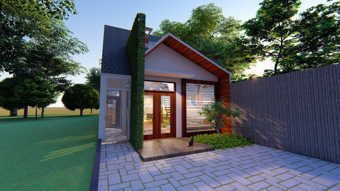 Nhà cấp 4 đẹp như tranh nhờ đa sắc màu và cây xanh. Ảnh: Tiền phong.