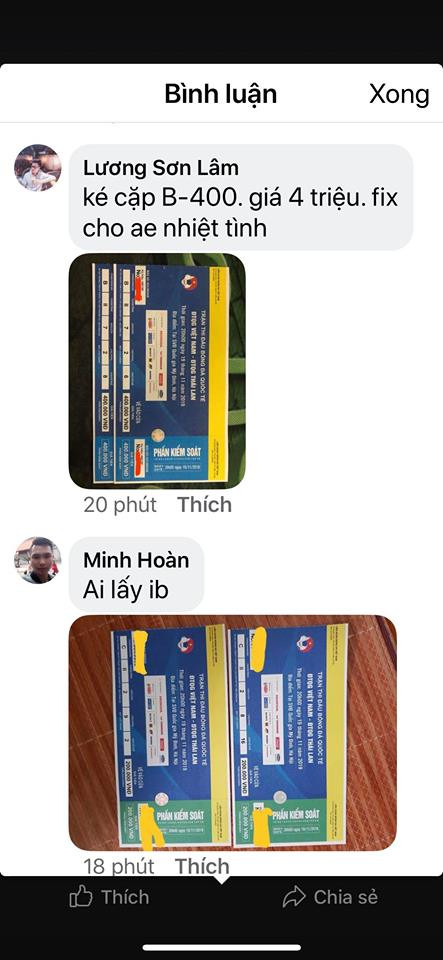 Loại vé 400.000 đồng được rao bán đắt gấp 10 lần. Ảnh: FB.