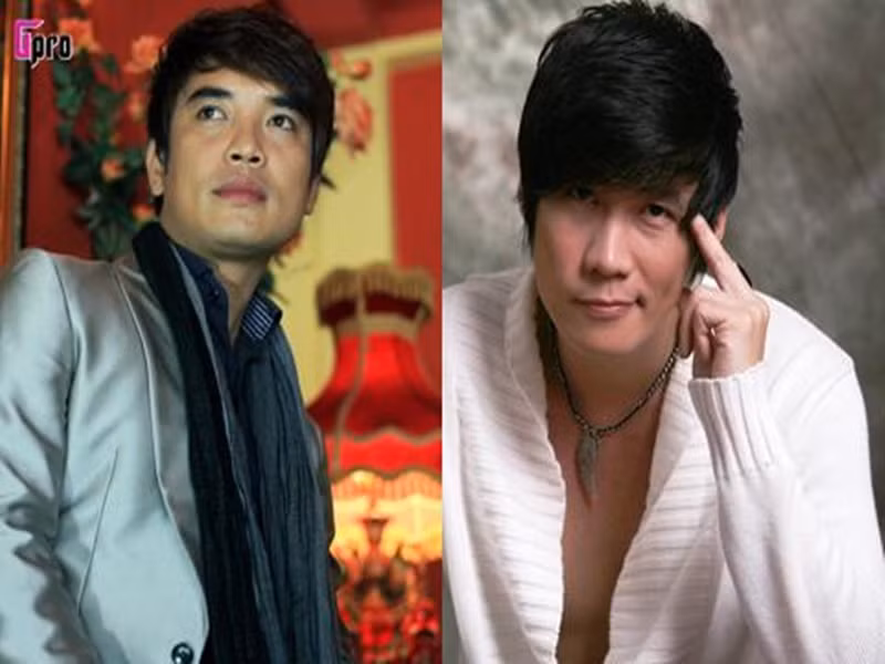 Từ khi bước vào showbiz, Khánh Phương vướng một số lùm xùm. Theo Vnmedia năm 2011, Khánh Phương giới thiệu ca khúc Hai thái cực của nhạc sĩ Phạm Trưởng. Tuy nhiên, ca khúc này đã được ca sĩ Lưu Gia Bảo (trái) mua độc quyền. Ảnh: Vnmedia