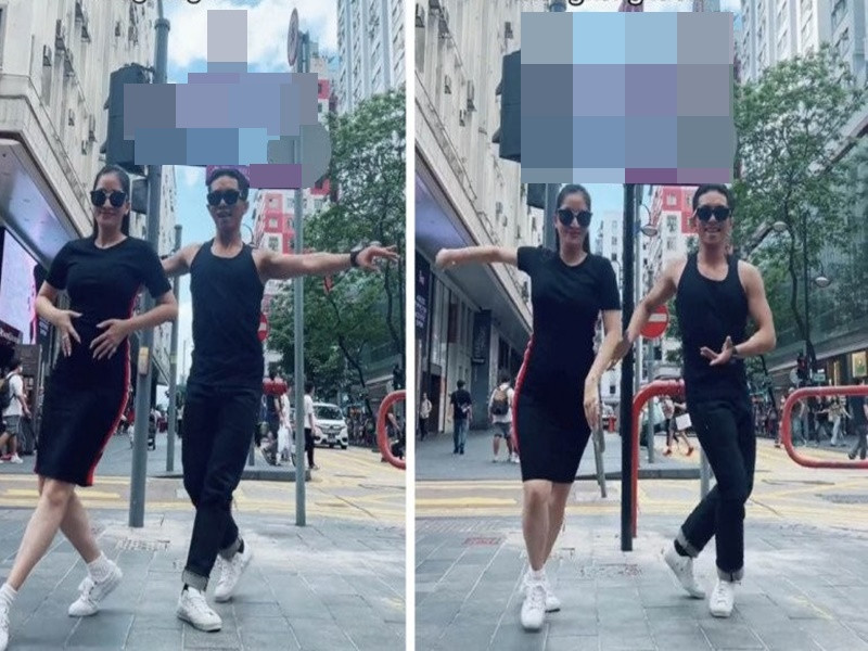 Nữ hoàng dancesport nhảy múa cùng chồng trong chuyến công tác nước ngoài hồi đầu tháng 5. Ảnh: Người Đưa Tin.