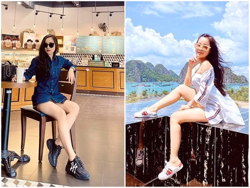 Ở đời thường, nữ diễn viên sinh năm 1985 chuộng trang phục tôn chân dài nuột nà, vai trần quyến rũ. Ảnh: FBNV.