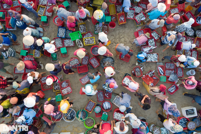 Ngoài có gần 350 tiểu thương trực tiếp thu mua cá, tại chợ còn có lực lượng lao động với khoảng 150 người. Những lao động này làm công việc gánh cá, vận chuyển cá từ thuyền thúng lên bờ, giúp tiểu thương đóng cá vào thùng. Ngoài ra còn có hàng chục người buôn bán các loại rau, củ, quả, quần áo, đồ gia dụng… "ăn theo" buổi chợ.
