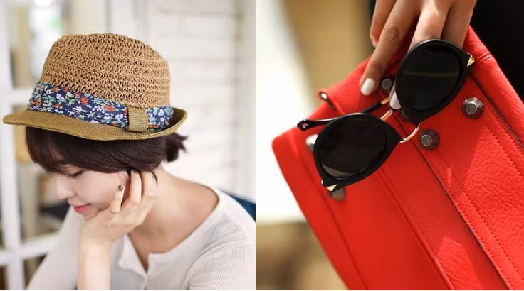 Kính mắt, mũ... là những vật dụng không thể thiếu cho những ngày nắng đầu hè.