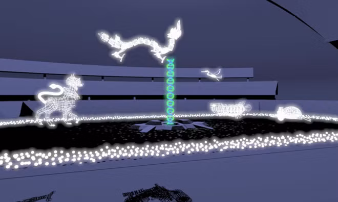 Một trong những phần hấp dẫn nhất của lễ khai mạc là màn biểu diễn công nghệ ánh sáng laser với 160 máy chiếu HD. Lần đầu tiên ở Singapore, một hệ thống trình diễn ánh sáng laser và trình diễn trên không được thiết kế cho một sân vận động tổ chức lễ khai mạc SEA Games.