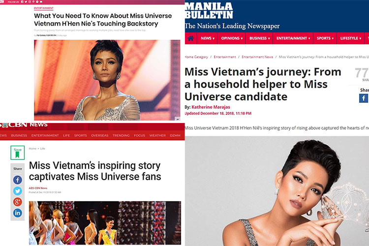 Không chỉ gây bão ở quê nhà, H'hen Niê còn giành được tình cảm của người hâm mộ quốc tế cũng như được ưu ái xuất hiện trên các tờ báo nước ngoài, thậm chí được nhắc đến nhiều hơn cả tân hoa hậu Hoàn vũ Thế giới. Có thể thấy, nhờ Hoa hậu H'hen Niê, nhan sắc Việt Nam đã nâng tầm.